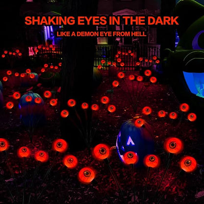 Outdoor Halloween Decorations Solar Spooky Lights-12LED Scary Eyeballs Swaying Firefly Light with Magic Party Garden Decor,Solar Halloween Path Lights for Grave Cemetery,Ghost Decor 2PACK Orange