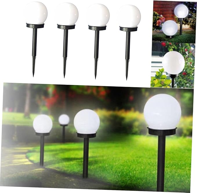Lurrose 4pcs Solar Shaped Garden Lights Outdoor Solar Lawn Lamps for Pathway Driveway and Patio Warm White Glow for Landscape Decor