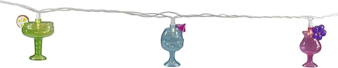 Northlight Cocktail Glasses Patio Light Set - Multi-Color - 7.25' White Wire - 10ct