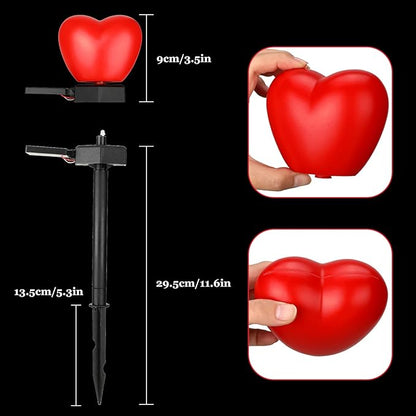 Hortsun 4 Pack Valentine's Day Solar Stake Lights Red Heart Waterproof LED Lights for Patio Lawn Outdoor Pathway Walkway Landscape Garden Decoration