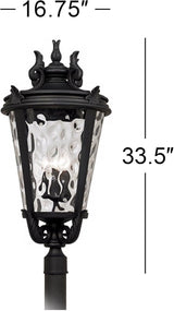 John Timberland Marseille Vintage Outdoor Post Light Fixture Textured Black Scroll 33 1/2" Clear Hammered Glass for | Lumora