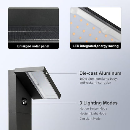 Solar Pathway Lights Outdoor with Motion Sensor - 375 Lumen IP65 Waterproof Path Lights for Driveway, 120° Adjustable Head & 3 Modes, 31.5" Tall Dusk-to-Dawn Landscape Lighting (CRI90+)