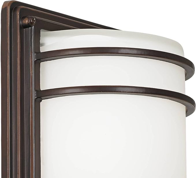 John Timberland Habitat Modern Outdoor Wall Light Fixture Rubbed Bronze 11" Opal Glass Shade for Exterior Barn Deck House Porch Yard Patio Outside Garage Front Door Garden Home Roof Lawn