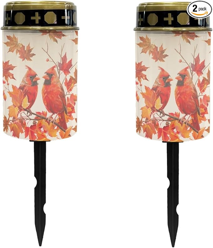 Thanksgiving Birds Solar Lights Outdoor Waterproof Solar Pathway Lights Set of 2 LED Solar Lantern Landscape Lighting for Yard Patio Solar Stake Lights Wall Light Auto On/Off