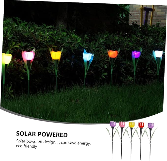 Milisten 5pcs Solar Power Tulip Lawn Stick Lamp Garden Ground Lamp Led Outdoor Solar Lights for Landscape Decorative Stake Lights