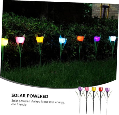 Milisten 5pcs Solar Power Tulip Lawn Stick Lamp Garden Ground Lamp Led Outdoor Solar Lights for Landscape Decorative Stake Lights