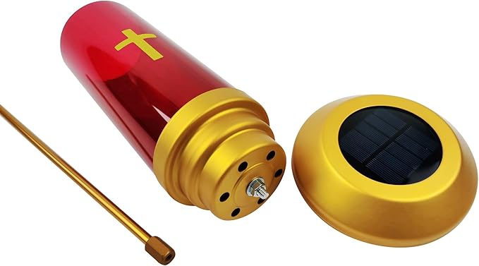 Solar Lights for Cemetery Graves - Solar Powered Memorial Light with Red Globe - Shatter-Resistant & Waterproof - Automatic Dusk to Dawn LED - Grave Decorations,Red Glow for Remembrance