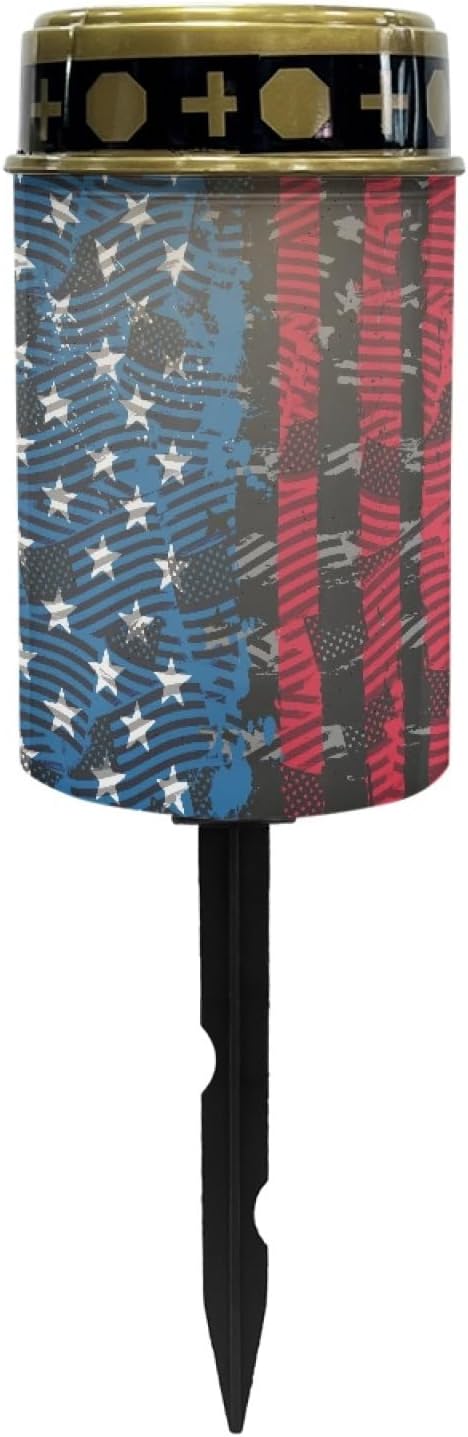 American Flag Solar Lights,Warm White Solar Pathway Lights Outdoor Waterproof Solar Garden Stake Lights Landscape Lighting for Yard Patio Flameless Stoplights,Wall Lights Auto On/Off