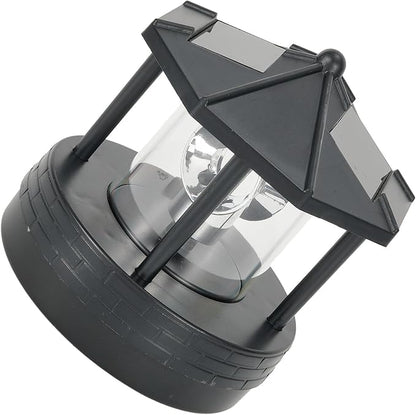 Solar Powered Lighthouse, for 360 Degree Rotating Lamp IP65 Solar Lighthouse Landscape Path Lights Garden Yard Outdoor Decor(Black)
