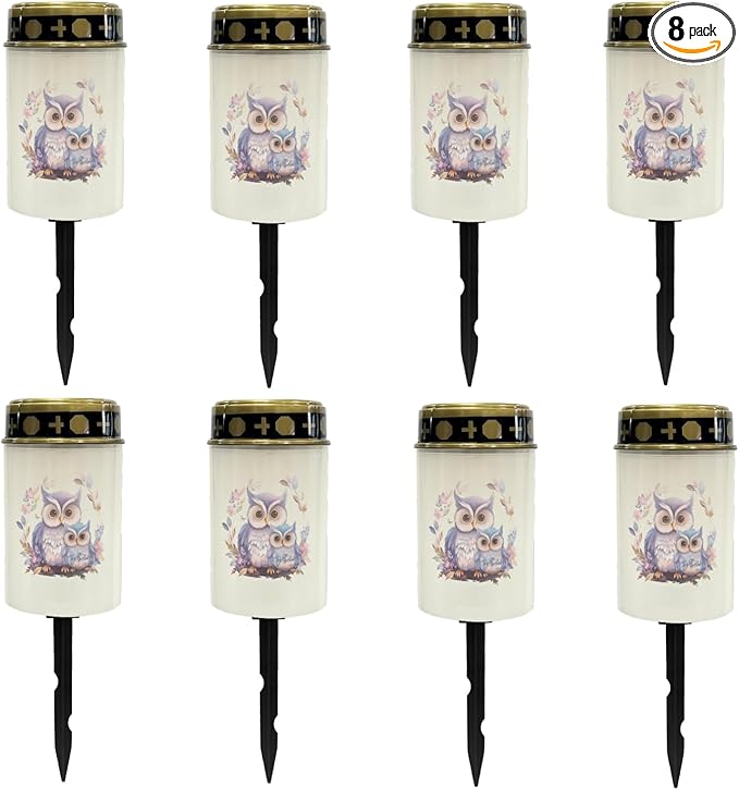 Purple Owl Solar Stake Lights Waterproof Outdoor Garden Lights Flameless Lights Solar-Powered Fairy Lights for Outside,Solar Pathway Lights for Yard Patio Driveway Walkway Lights
