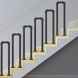 Hand Rails for Indoor Outdoor Steps 1 2 3 4 5 6 8 10 Steps, Black Industrial Pipe Staircase Handrails In Ground for | Lumora