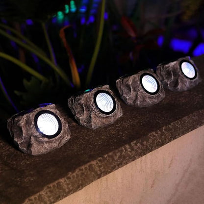 Solid Color Solar Rock Lights Outdoor Waterproof LED Garden Landscape Solar Lights Spot Light for Path (Style B)