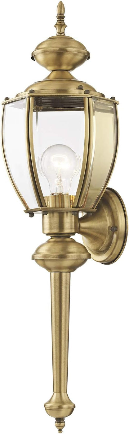 Livex Lighting 2112-01 Basics 1 Light AB Outdoor Wall Lantern, Antique Brass, 7"W x 25.25"H