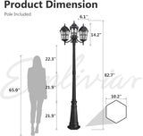 Emliviar 82.7" 3-Head Outdoor Solar Lamp Street Lights, Dusk to Dawn Post Lighting for Driveway Garden, LED | Lumora