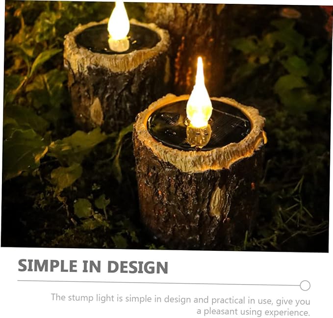 VANZACK Wood Grain Solar Pathway Light Outdoor Garden Decorative Stump Lamp for Landscape