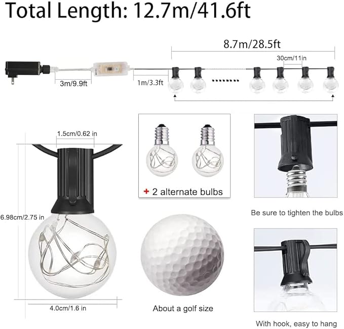LED Outdoor String Lights, 30FT Connectable G40 Patio Light Outdoor Waterproof with 30 LED Bulbs, RGB Color Changing Cafe Decorative Lights with Remote for Outside Camping Gazebo Party Balcony Decor
