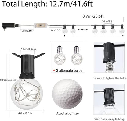 LED Outdoor String Lights, 30FT Connectable G40 Patio Light Outdoor Waterproof with 30 LED Bulbs, RGB Color Changing Cafe Decorative Lights with Remote for Outside Camping Gazebo Party Balcony Decor