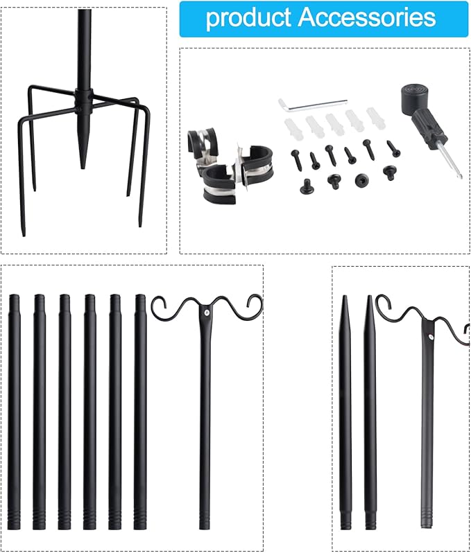 Lightdot Outdoor String Light Poles, 9FT Metal Patio Light Poles Post for Outside with Fork for Outside Hanging | Lumora