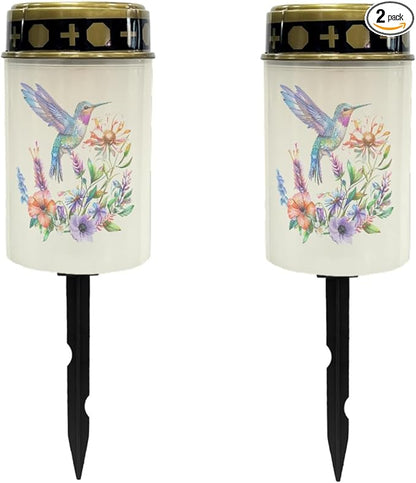 Outdoor Solar Garden Lights Waterproof Pathway Lights Stake Lights Outdoor Decorations for Patio/Yard/Driveway Walkway Lights Hummingbirds Floral Flameless Outdoor Table Lamp