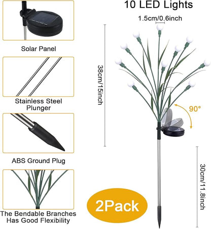 2 Pack Solar Garden Lights, 20 LEDs Solar Lights Outdoor, Solar Swaying Firefly Lights, Garden Solar Lights, Solar Firefly Lights Outdoor Waterproof for Yard Patio Pathway Decoration