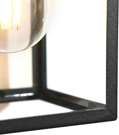 LALUZ Black Outdoor Wall Lights 2 Pack, 9.3'' Modern Farmhouse Rectangle Porch Lights Outdoor Wall with Clear Glass Set of 2, Waterproof Anti-Rust Exterior Outside Wall Sconces Lighting Light Fixtures