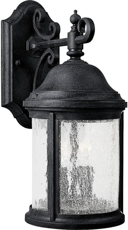Progress Lighting Ashmore Collection 2-Light Water Seeded Glass New Traditional Outdoor Small Wall Lantern Light Textured Black