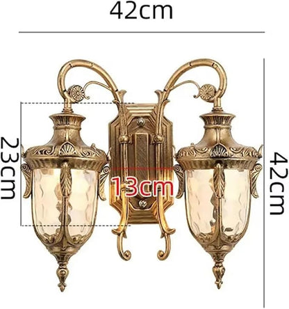European Outdoor Waterproof Wall Sconce,Double Head Retro Corridor Balcony Led Exterior Lamp, American Villa Entrance Patio Mounted