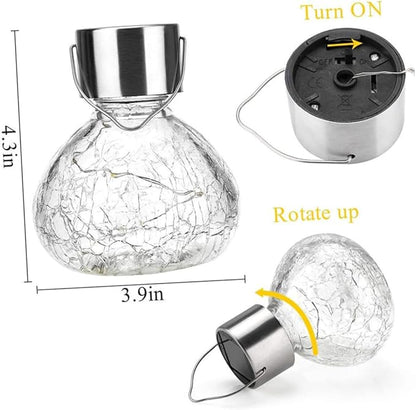 POPETPOP Solar Garden Lights Cracked Texture Glass LED Solar Pathway Lights Unique Outdoor Decorative Lighting for Patio and Landscape Warm Glow