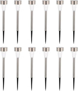 12pcs Solar Garden Stake Lights Stainless Steel White Light Outdoor Solar Pathway Lighting for Yard Patio | Lumora