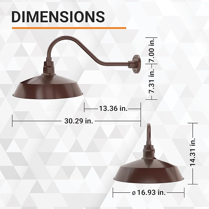 17in. Architectural Bronze Outdoor Gooseneck Barn Light Fixture With 22in. Long Extension Arm - Wall Sconce | Lumora