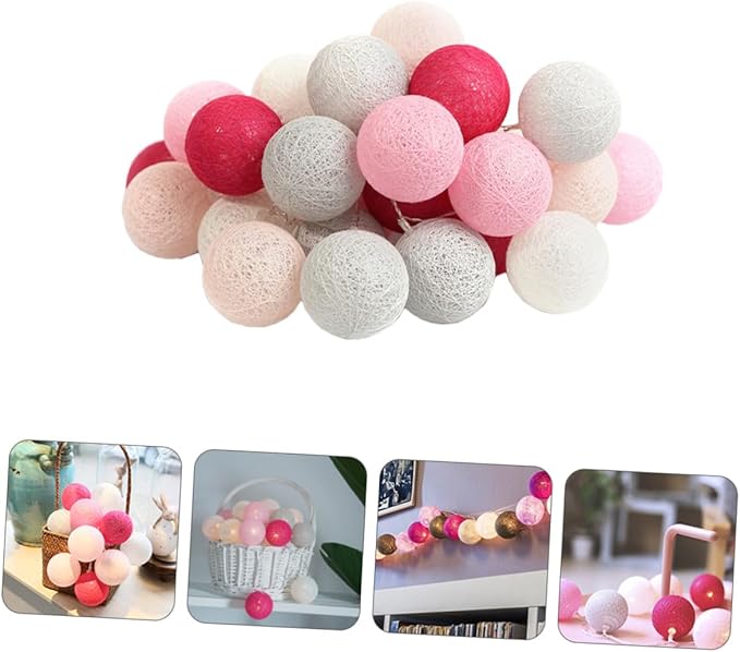 NUOBESTY Festive PVC Battery-Powered Lamp String with Balls Design Lights for Wedding Party and Home Hanging Decoration Portable and Indoor String Lights