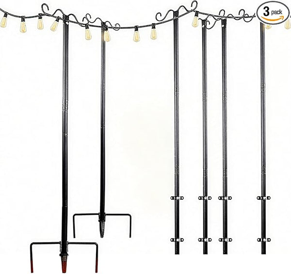 Lightdot Outdoor String Light Poles, 9FT Metal Patio Light Poles Post for Outside with Fork for Outside Hanging | Lumora