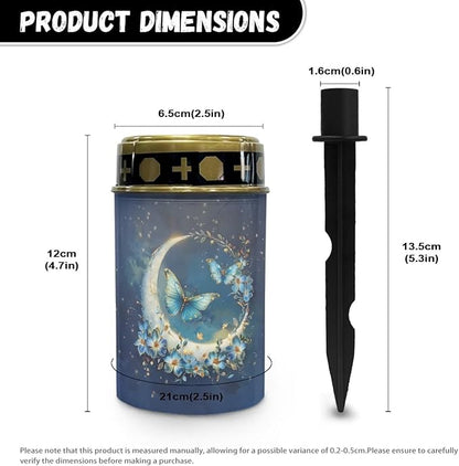 Butterfly Cemetery Solar Lights Moon Solar Lights Outdoor Cemetery Decorative for Cemetery Mom Solar Outdoor Lights Waterproof for Your Garden, Landscape, Path, Yard