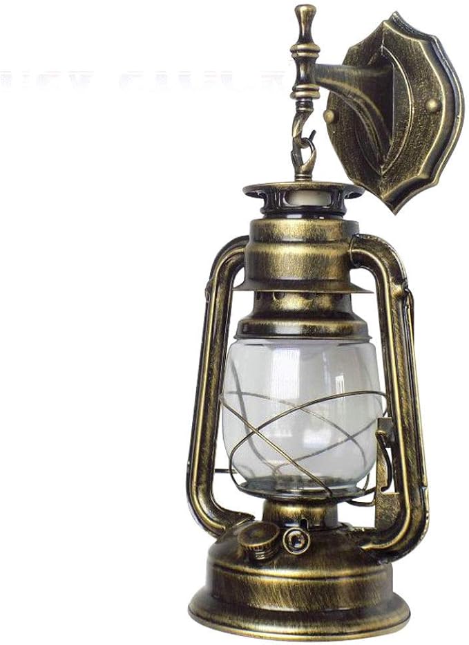 FIKNEE Rustic Wall Sconce Lighting - Antique Vintage Lantern Light Fixture for Porch, Garden, Yard - Retro Outdoor Lamp (Green)