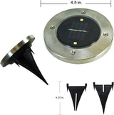 Solar LED Disk Lights - 4 LEDs, Outdoor Ground Landscape Lights for Lawn, Garden, Patio, Pathway - Set of 4 | Lumora