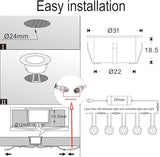 FVTLED LED Deck Lights Kit, 6pcs Φ1.22 WiFi Smart Phone Control Low Voltage Recessed RGBW Deck Lighting Waterproof | Lumora