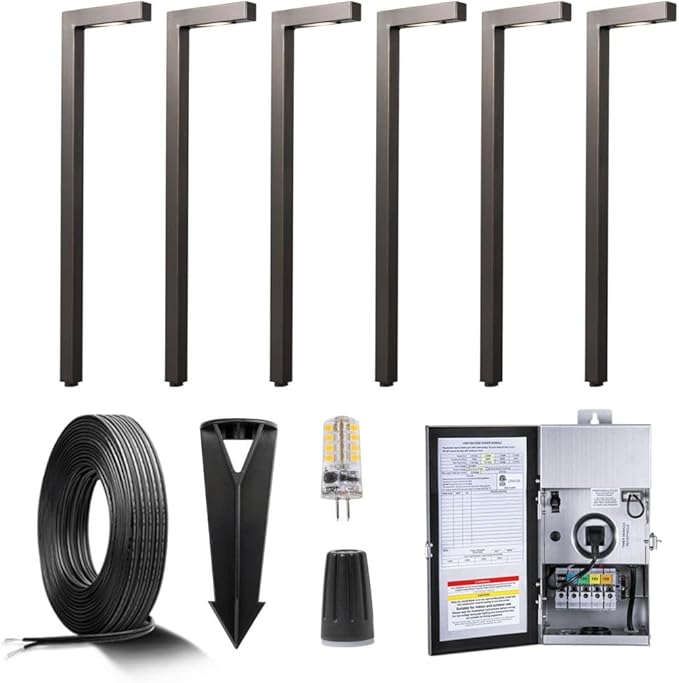 Gardenreet Brass Low Voltage Landscape Path Lights(6 Pack) Kit 12V LED with Low Voltage Transformer 150W and | Lumora