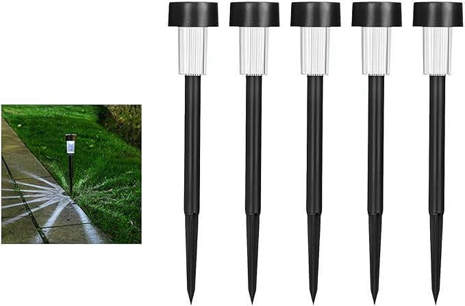 Solar Outdoor Lights,Solar Lights Outdoor Waterproof,11.6 Inch Solar Stake Lights for Pathway,Auto On/Off Solar Yard Lights for Lawn Patio Walkway Driveway Decor Landscape Lighting (White 5pc)