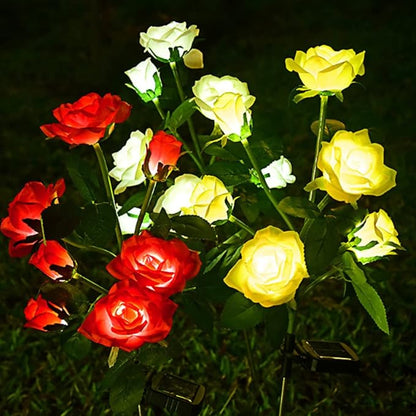 Aolyty Solar Garden Lights Outdoor, Solar Powered Stake Flower Light, IP65 Waterproof Solar Decorative Rose Flowers Lights for Patio Pathway Yard Lawn Decor (Pink, 6 Rose)