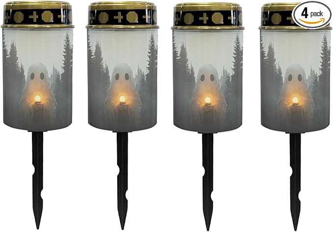 Halloween Solar Garden Lights Outdoor Waterproof Pathway Lights for Yard Patio Walkway Halloween Decoration Solar Stake Lights Outdoor Landscape Lighting-Warm White