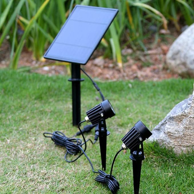 APONUO Metal Solar Spot Lights Outdoor with 9.8ft Cable Solar Powered Landscape Lighting Low Voltage IP65 | Lumora