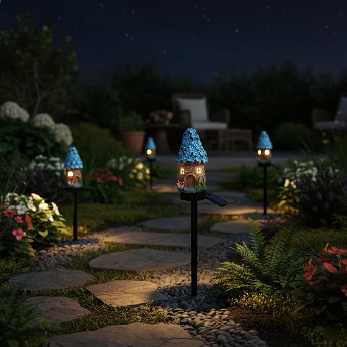 Solar Pathway Lights Outdoor, Waterproof Christmas Solar Lights for Yard, Garden, Patio, Pathway Decor, Warm LED Solar Powered Path Light for Landscape Lighting, Energy Saving Holiday Decoration, Blue