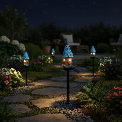 Solar Pathway Lights Outdoor, Waterproof Christmas Solar Lights for Yard, Garden, Patio, Pathway Decor, Warm LED Solar Powered Path Light for Landscape Lighting, Energy Saving Holiday Decoration, Blue