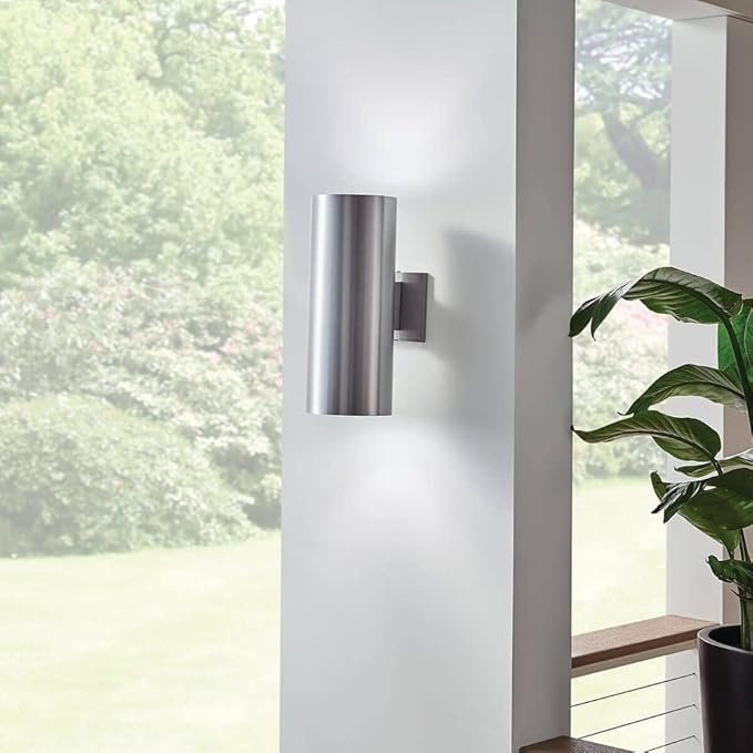 Kichler Cylinders 15" 2-Light Outdoor Cylinder Wall Sconce in Architectural Bronze, (15" H x 5.75 W), 9246AZ | Lumora