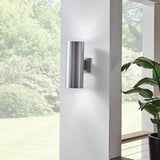 Kichler Cylinders 15" 2-Light Outdoor Cylinder Wall Sconce in Architectural Bronze, (15" H x 5.75 W), 9246AZ | Lumora