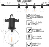 ZOTOYI Outdoor String Lights 50FT, LED Patio Lights with 27 Plastic G40 Bulbs(2 Spare), Waterproof IP65 Edison | Lumora