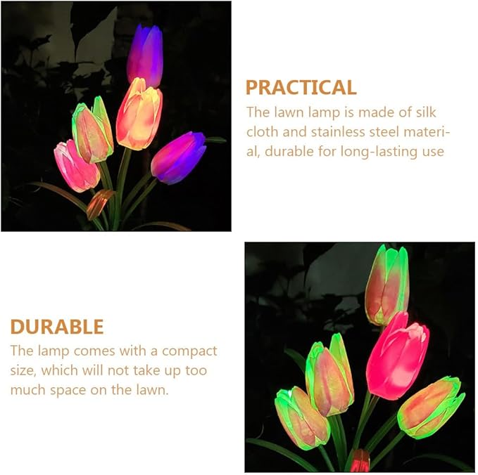 Solar Garden Lights LED Solar Flowers Lights with 5 Tulip for Yard Patio Lawn Pathway Garden Decorations