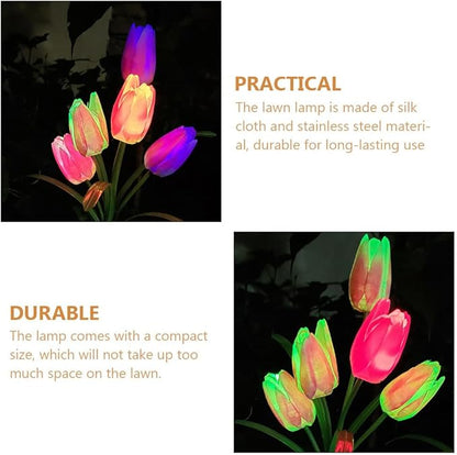 Solar Garden Lights LED Solar Flowers Lights with 5 Tulip for Yard Patio Lawn Pathway Garden Decorations