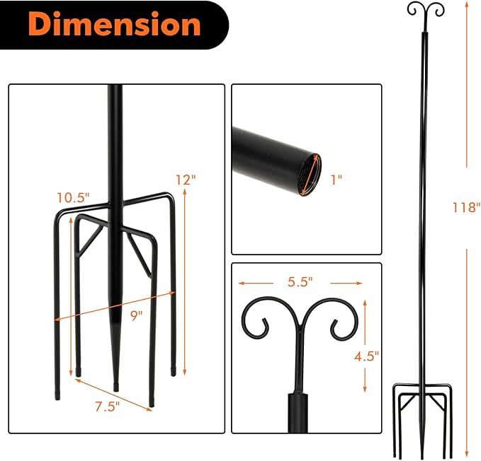 Goplus String Light Pole for Outside, 2 Pack 10ft Outdoor Metal Poles with Hooks for Hanging String Lights, Heavy | Lumora