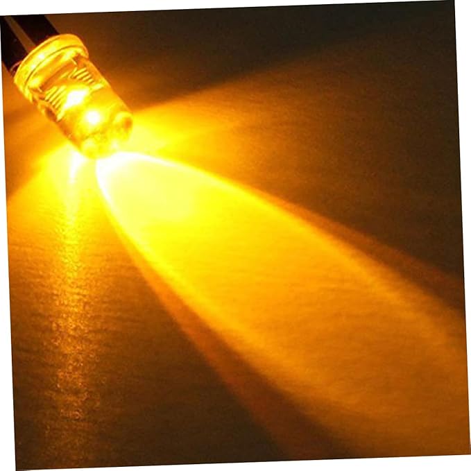 DOITOOL 10pcs Yellow Round Shape Led Light Bulbs Pre-wired Low Power Consumption for Toys and Decorations